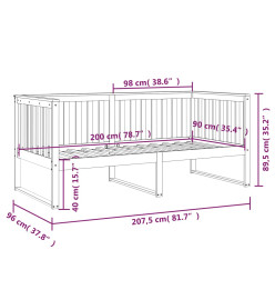 Lit de jour Gris 90x200 cm Bois de pin massif