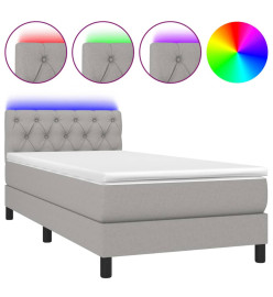 Sommier tapissier avec matelas et LED Gris clair 80x200cm Tissu
