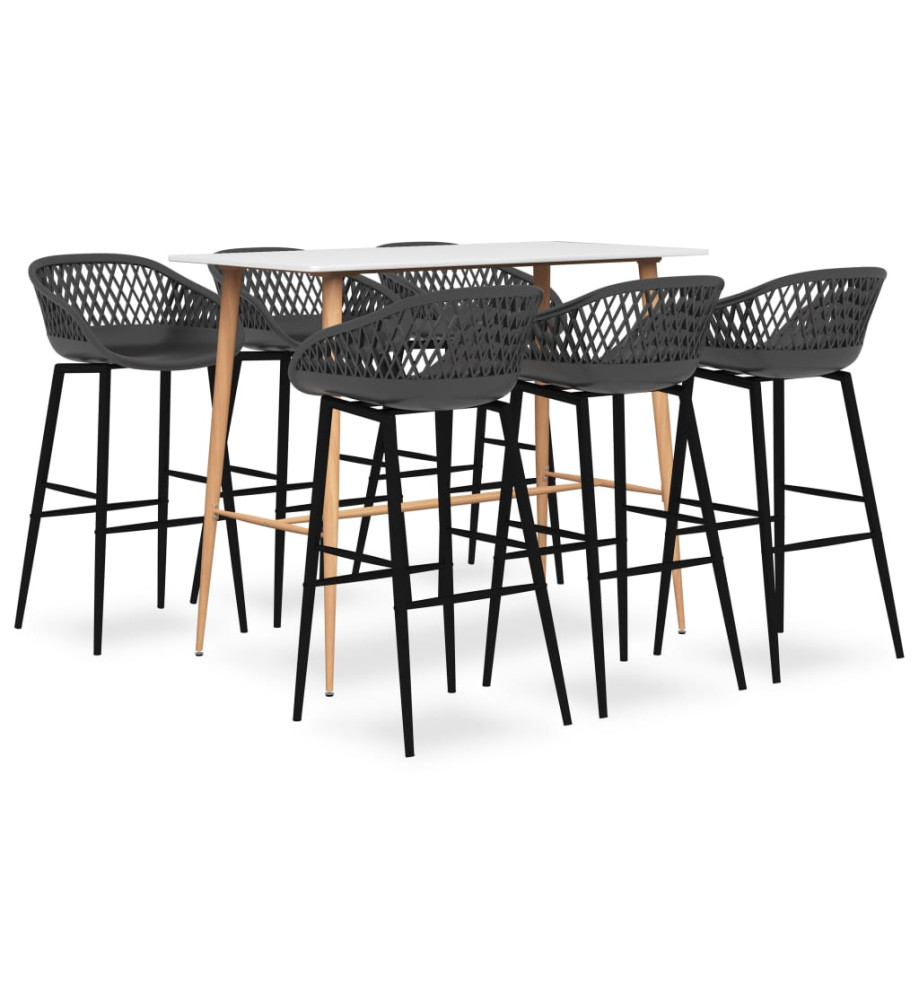 Ensemble de bar 7 pcs Blanc et gris