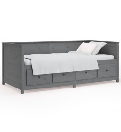 Lit de jour Gris 90x200 cm Bois de pin massif