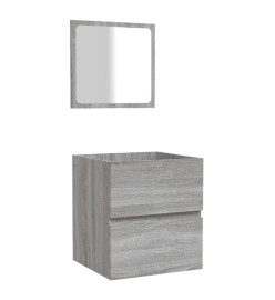 Armoire de bain et miroir Sonoma gris Bois d'ingénierie