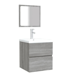 Armoire de bain et miroir Sonoma gris Bois d'ingénierie