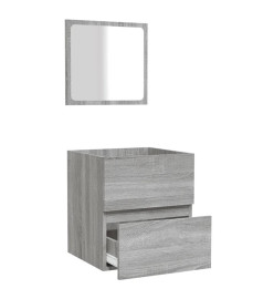 Armoire de bain et miroir Sonoma gris Bois d'ingénierie