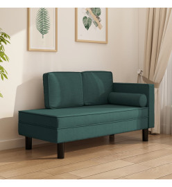 Chaise longue avec coussins et traversin vert foncé tissu