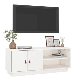 Meuble TV Blanc 105x34x40 cm Bois de pin massif