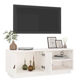 Meuble TV Blanc 105x34x40 cm Bois de pin massif