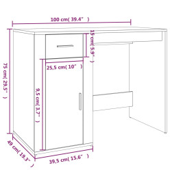 Bureau Chêne fumé 100x49x75 cm Bois d'ingénierie