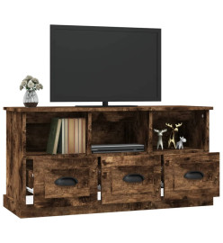 Meuble TV chêne fumé 100x35x50 cm bois d'ingénierie