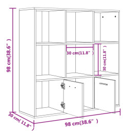 Armoire à livres Chêne fumé 98x30x98 cm