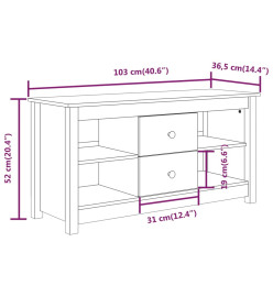 Meuble TV Noir 103x36,5x52 cm Bois de pin massif