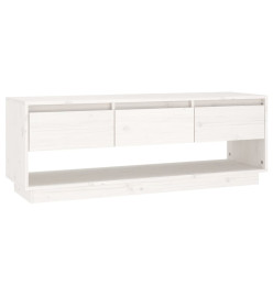 Meuble TV Blanc 110,5x34x40 cm Bois de pin massif