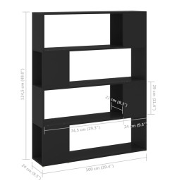 Bibliothèque/Séparateur de pièce Noir 100x24x124 cm