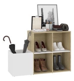 Armoire à chaussures Blanc et chêne 105x35,5x70 cm Aggloméré