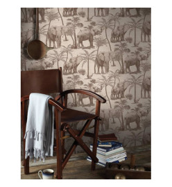 DUTCH WALLCOVERINGS Papier peint éléphant bosquet charbon