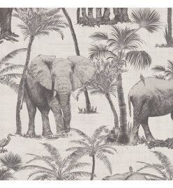 DUTCH WALLCOVERINGS Papier peint éléphant bosquet charbon