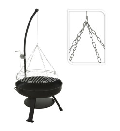 ProGarden Bol à feu avec grille de barbecue VAGGAN 60 cm