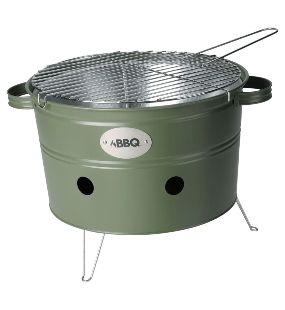 ProGarden Seau à barbecue avec 2 poignées 34,5 cm vert olive mat