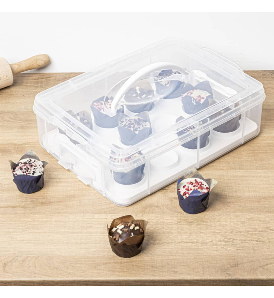 HI Boîte de rangement pour 12 petits gâteaux 6 L transparent