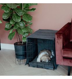 DISTRICT70 Couverture de cage pour chien Gris foncé M