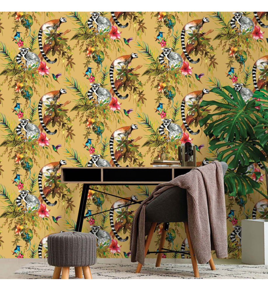 DUTCH WALLCOVERINGS Papier peint Lemur Ocre