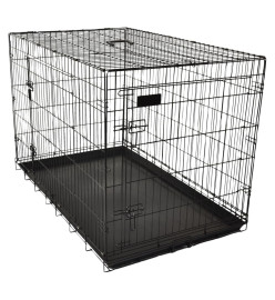 FLAMINGO Cage métallique animaux avec porte coulissante XL Noir