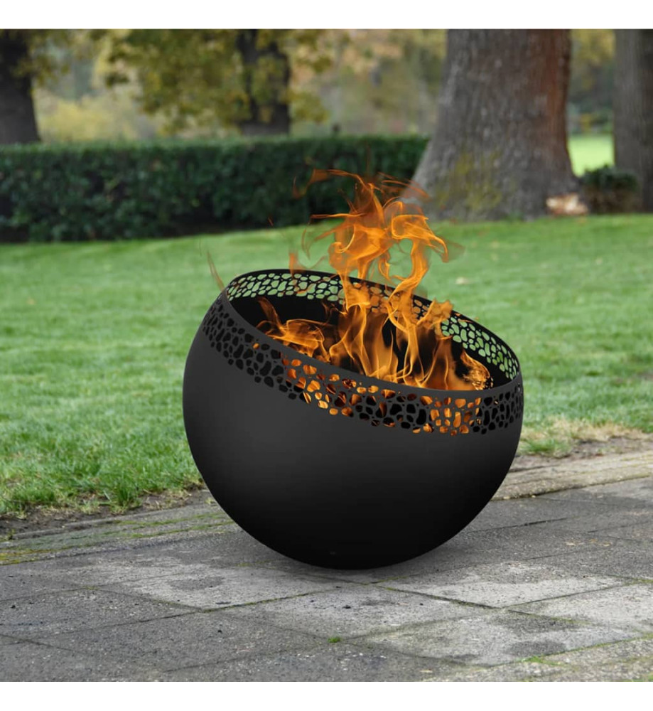 Esschert Design Bol à feu boule moucheté Noir