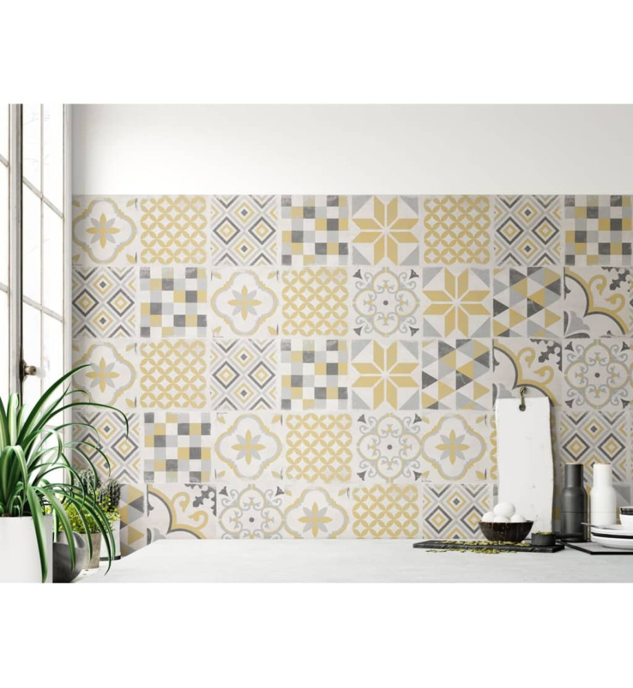 Grosfillex Carreau de revêtement mural 9 pcs 15,4x120 cm Jaune Andalou