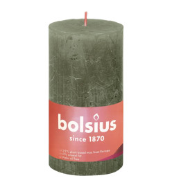 Bolsius Bougies pilier rustiques Shine 4 pcs 130x68 mm Vert olive