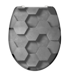 SCHÜTTE Siège de toilette avec fermeture en douceur GREY HEXAGONS