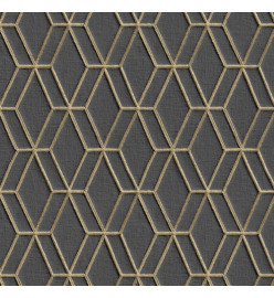 DUTCH WALLCOVERINGS Papier peint avec motif hexagonal Noir et doré