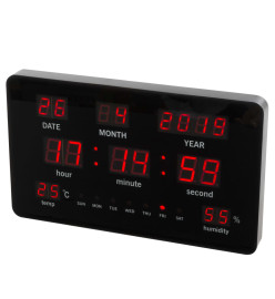 Perel Horloge murale à LED 37,8x25,8 cm Noir