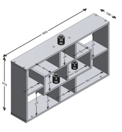 FMD Étagère murale rectangulaire avec 8 compartiments Couleur chêne