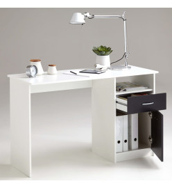 FMD Bureau avec 1 tiroir 123 x 50 x 76,5 cm Blanc et noir