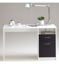 FMD Bureau avec 1 tiroir 123 x 50 x 76,5 cm Blanc et noir