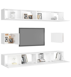 Ensemble de meubles TV 6 pcs Blanc Aggloméré