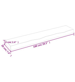 Étagère murale gris foncé 100x20x6 cm bois chêne massif traité