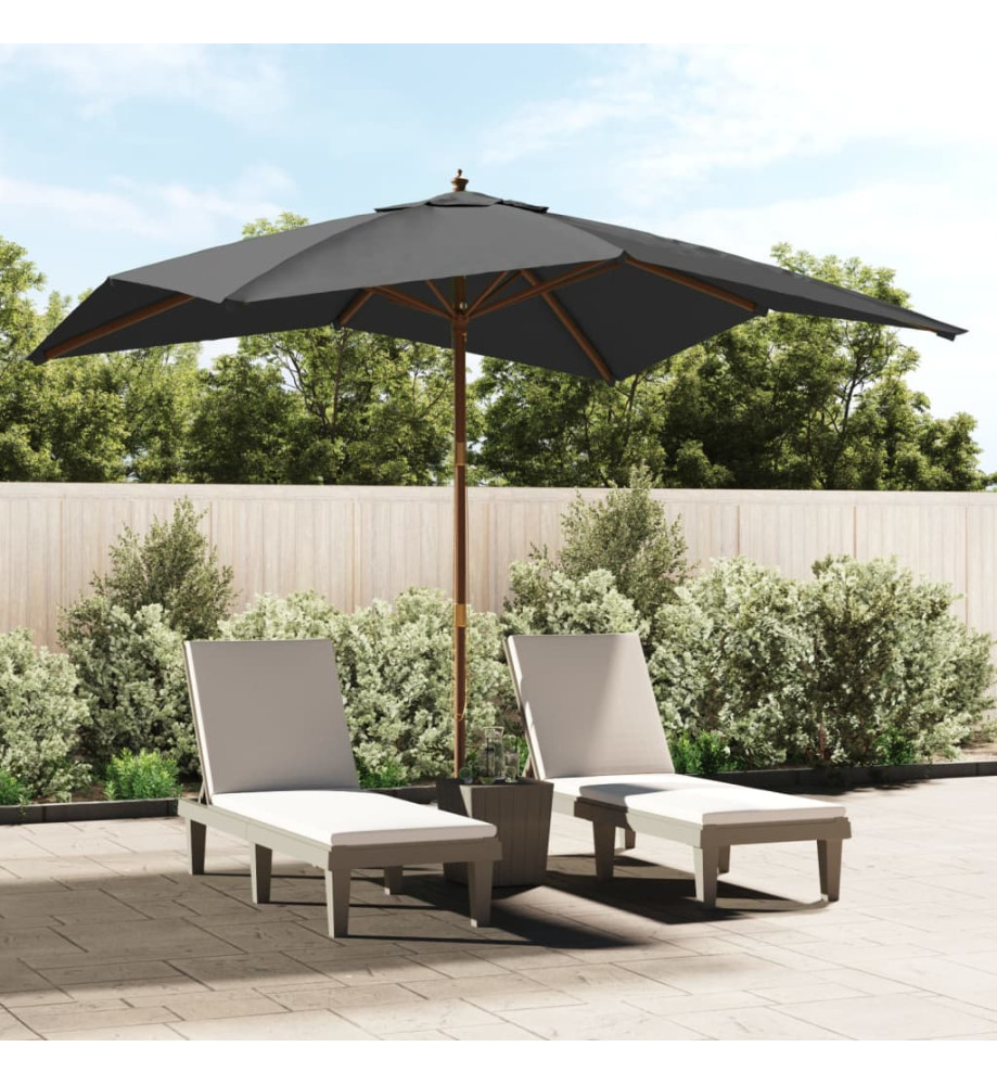 Parasol de jardin avec mât en bois anthracite 300x300x273 cm