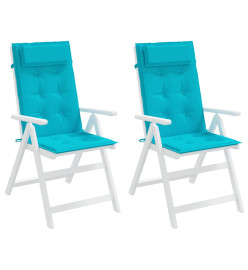 Coussins de chaise à dossier haut lot de 2 turquoise