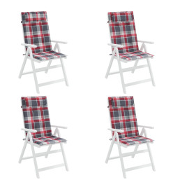 Coussins de chaise à dossier haut lot de 4 carreaux rouge