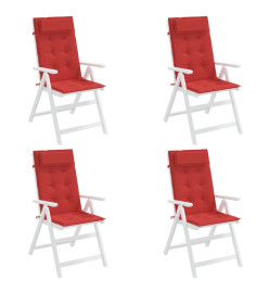 Coussins de chaise à dossier haut lot de 4 rouge tissu oxford