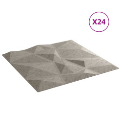 Panneaux muraux 24 pcs gris béton 50x50 cm EPS 6 m² losange