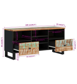 Meuble TV 100x33x46 cm bois de récupération et d'ingénierie