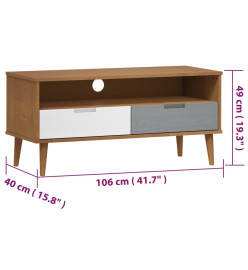 Meuble TV MOLDE Marron 106x40x49 cm Bois de pin massif