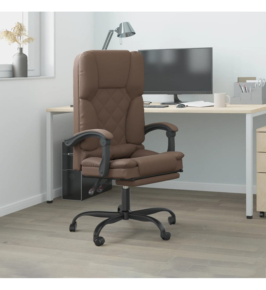 Fauteuil de massage inclinable de bureau Marron Similicuir