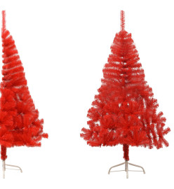 Demi sapin de Noël artificiel avec support Rouge 180 cm PVC