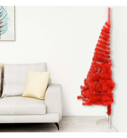 Demi sapin de Noël artificiel avec support Rouge 120 cm PVC