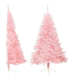 Demi sapin de Noël artificiel avec support Rose 120 cm PVC