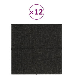 Panneaux muraux 12 pcs Noir 30x30 cm Tissu 1,08 m²