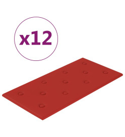 Panneaux muraux 12pcs Rouge bordeaux 60x30 cm Similicuir 2,16m²