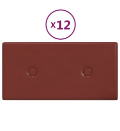 Panneaux muraux 12pcs Rouge bordeaux 30x15 cm Similicuir 0,54m²